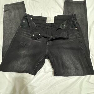 One Teaspoon Truckers Black Distressed Straight Leg Jeans Button Fly Size 28